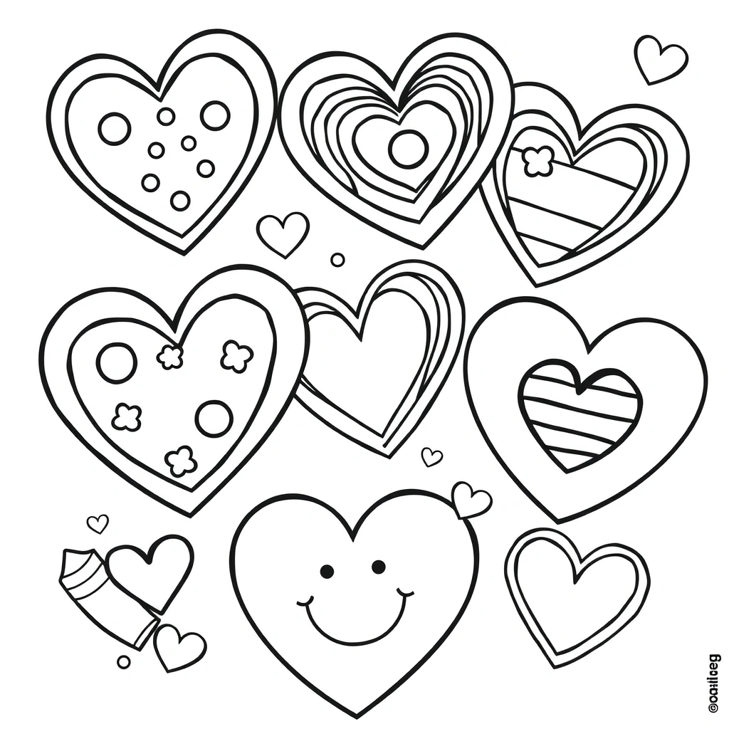 Strona do kolorowania — Proste serduszka - Kolorowanki - Dzień Miłości