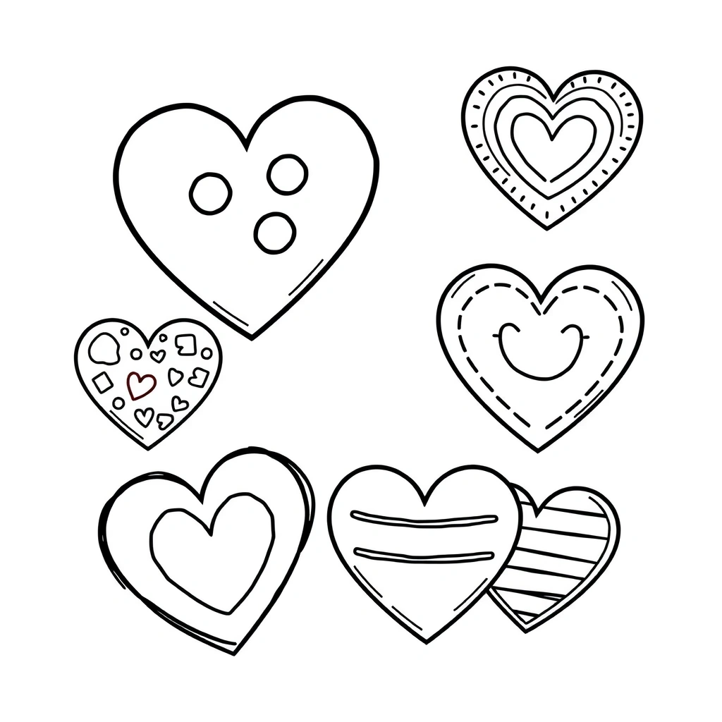 Strona do kolorowania — Proste serduszka - Kolorowanki - Dzień Miłości