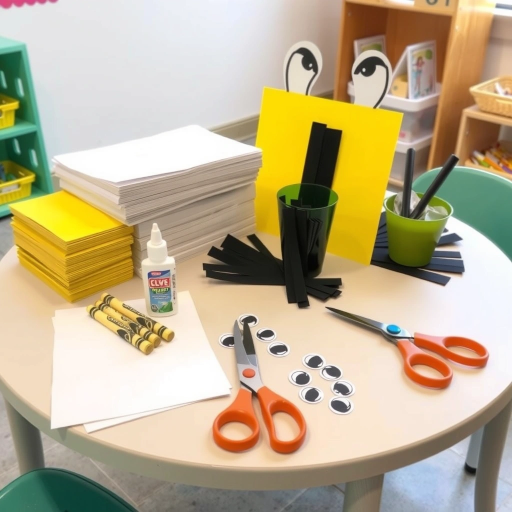 Stół z materiałami do pracowni plastycznej - Materiały - Wielki Dzień Pszczół