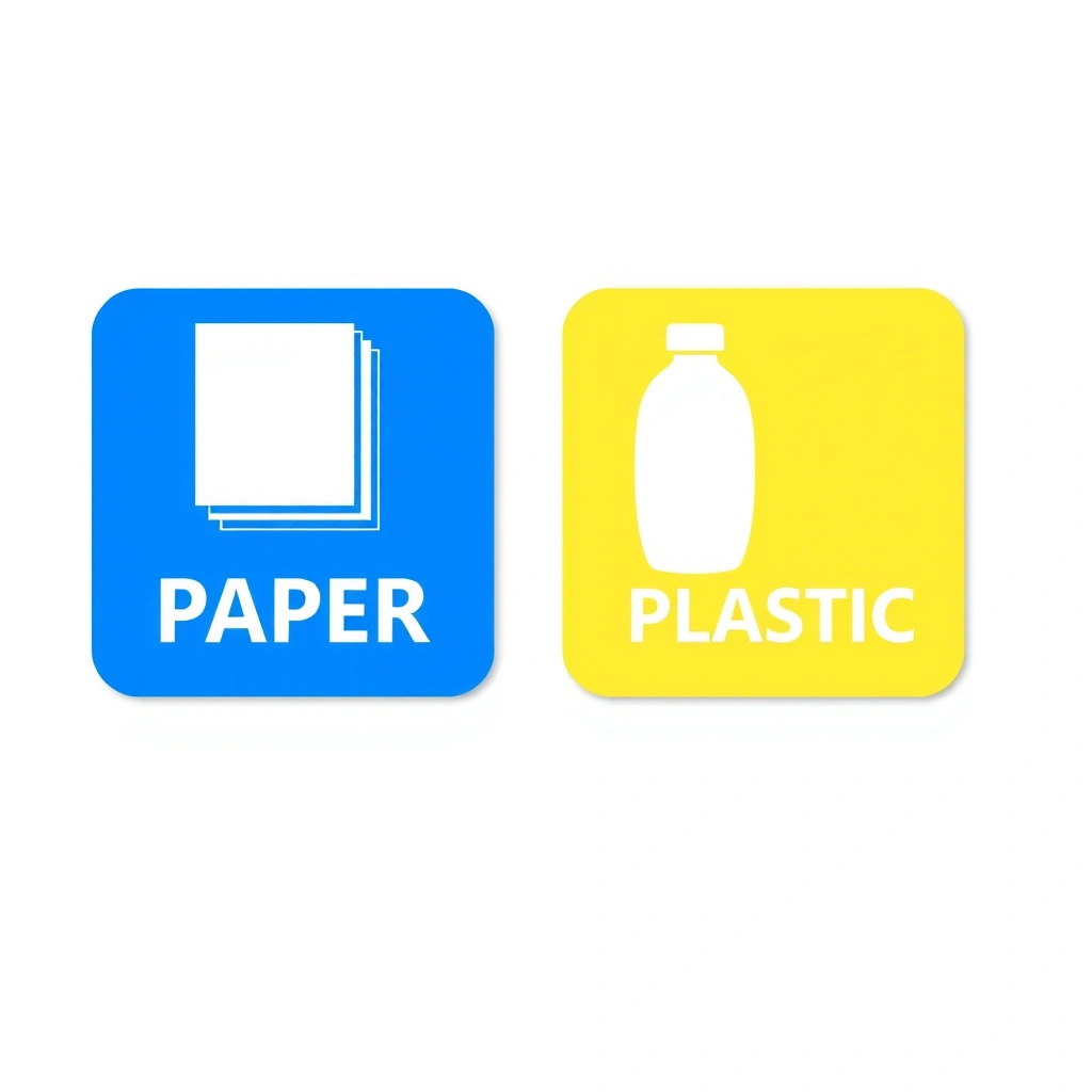 Etykiety na pudełka: Papier i Plastik (dwustronne A4) - Szablony - Dzień Myszki Miki