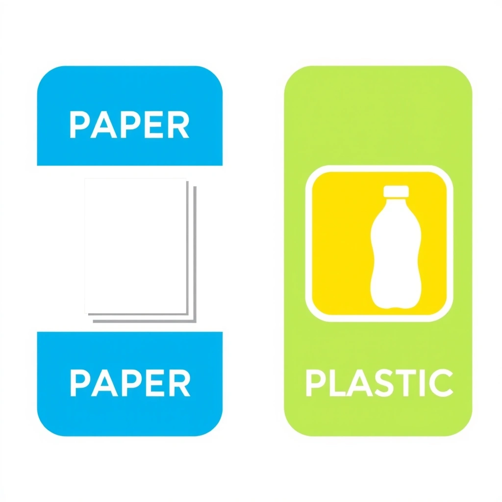 Etykiety na pudełka: Papier i Plastik (dwustronne A4) - Szablony - Dzień Myszki Miki