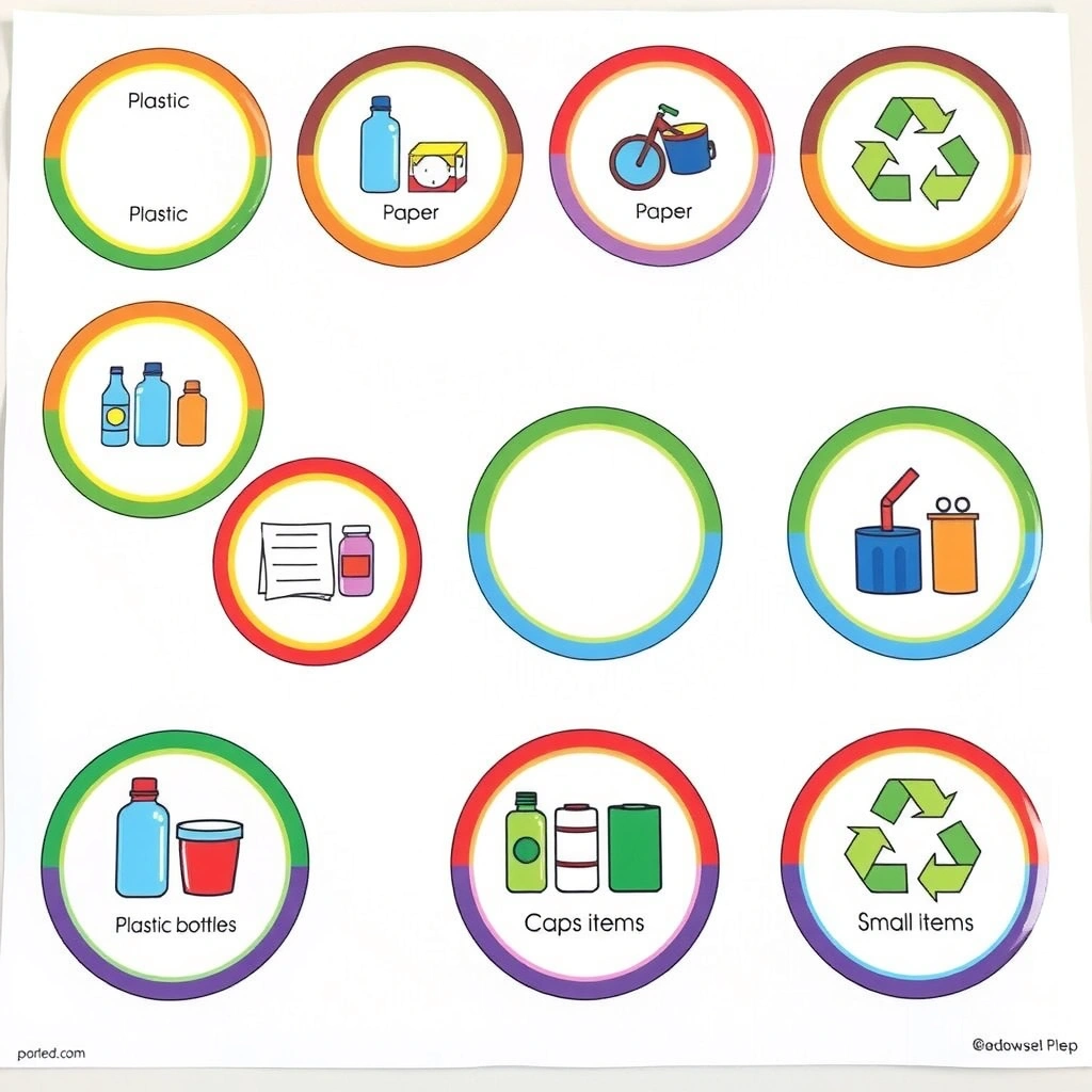 Etykiety na kosze recyklingowe - Szablony - Dzień Tęczy