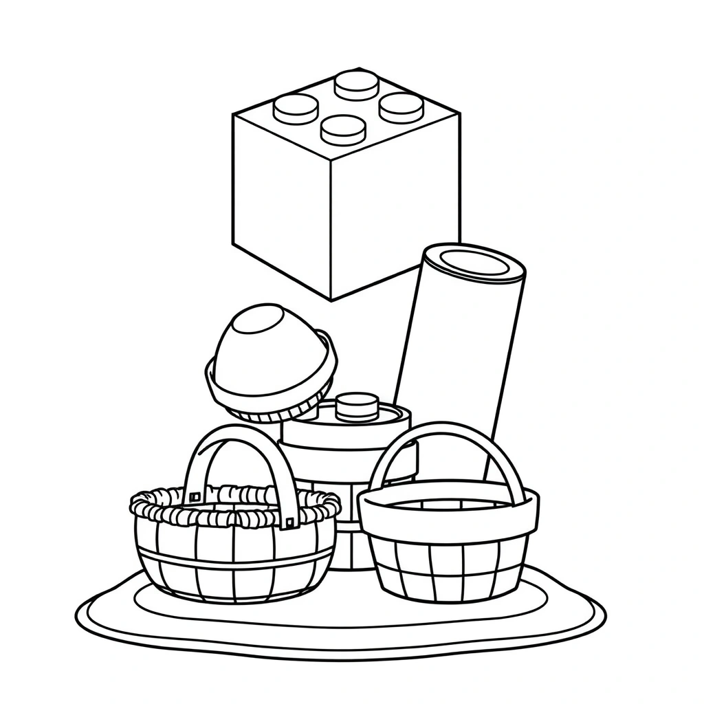 Kolorowanka: Duże klocki i elementy z recyklingu - Kolorowanki - Międzynarodowy Dzień Lego