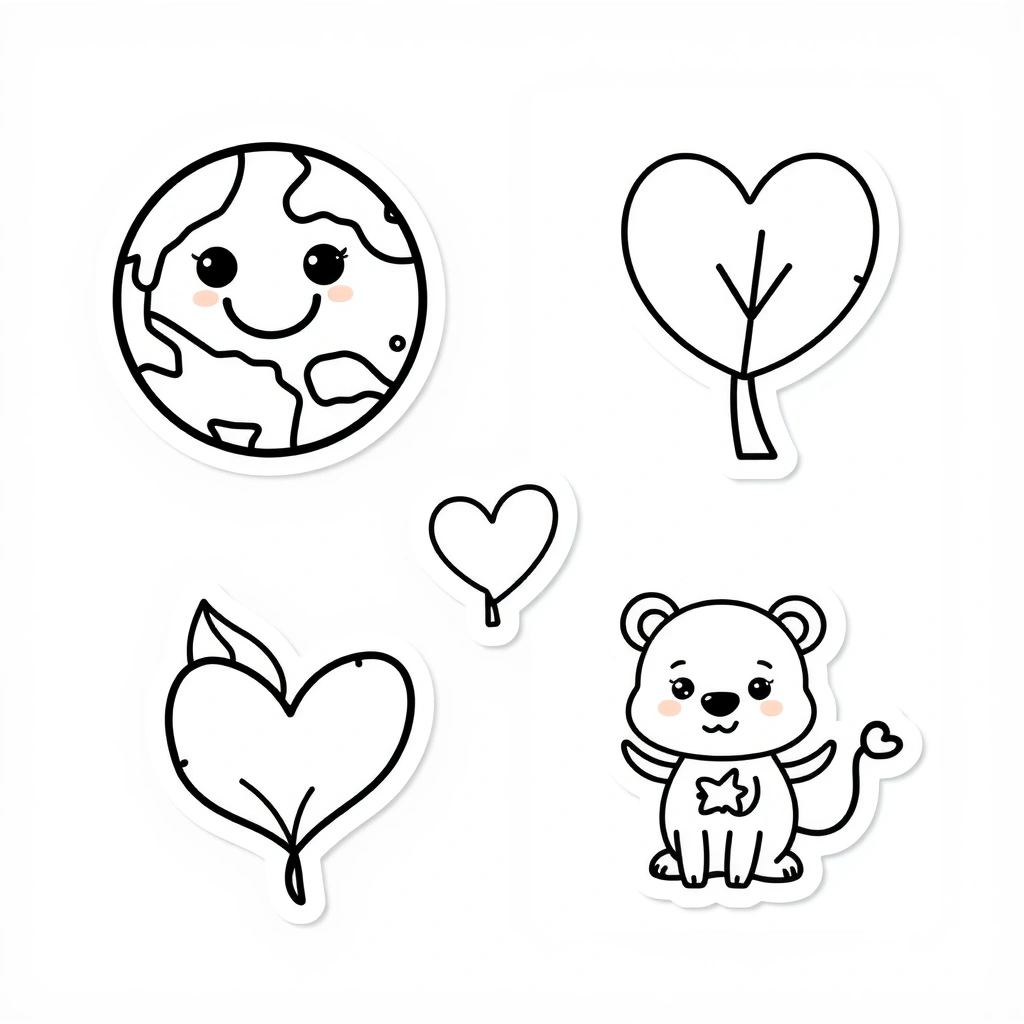 Naklejki 'Przyjaciel Ziemi' – kolorowanka - Kolorowanki - Dzień Ziemi