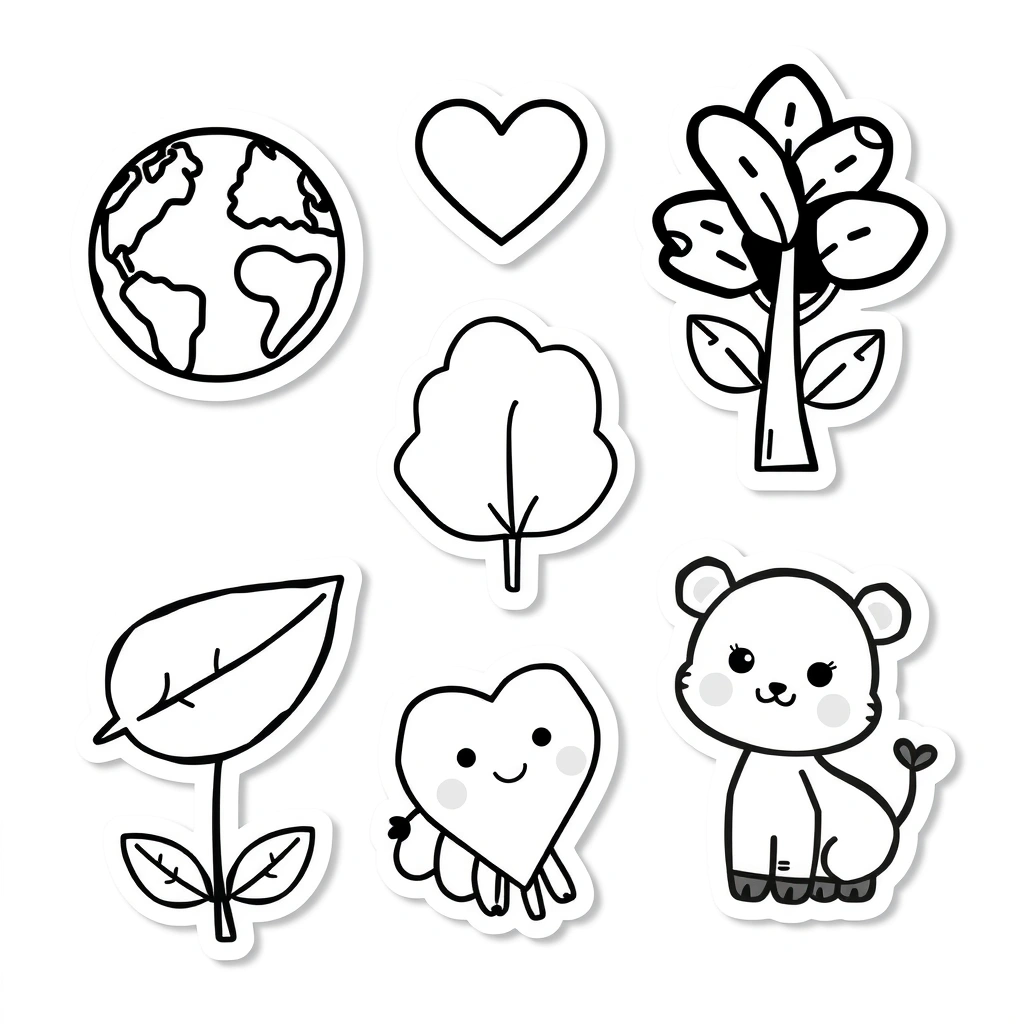 Naklejki 'Przyjaciel Ziemi' – kolorowanka - Kolorowanki - Dzień Ziemi