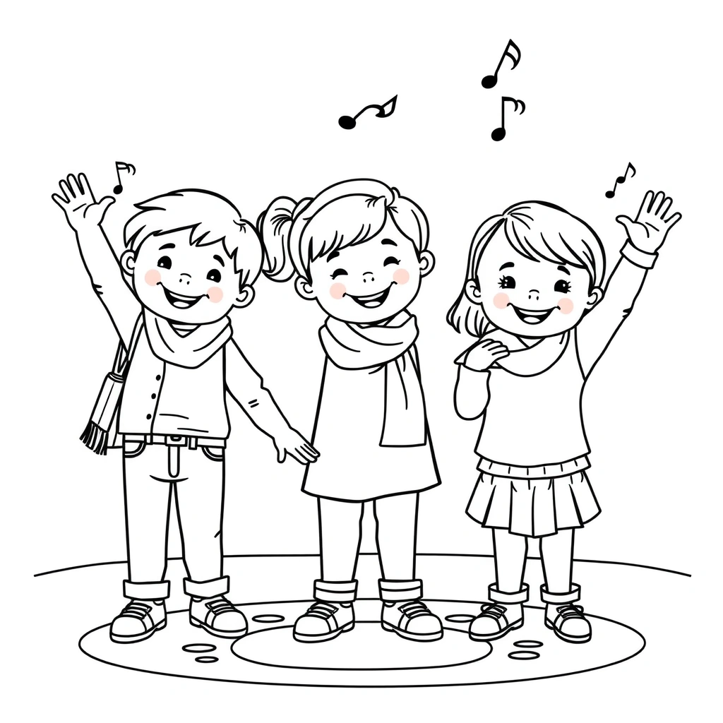 Kolorowanka — Taniec z chustami - Kolorowanki - Międzynarodowy Dzień Przyjaźni