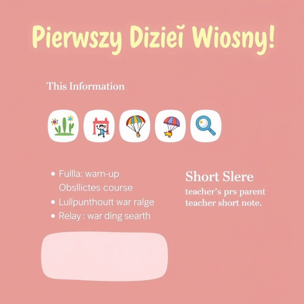 Karta dla rodziców — Podsumowanie zajęć - Szablony - Pierwszy Dzień Wiosny