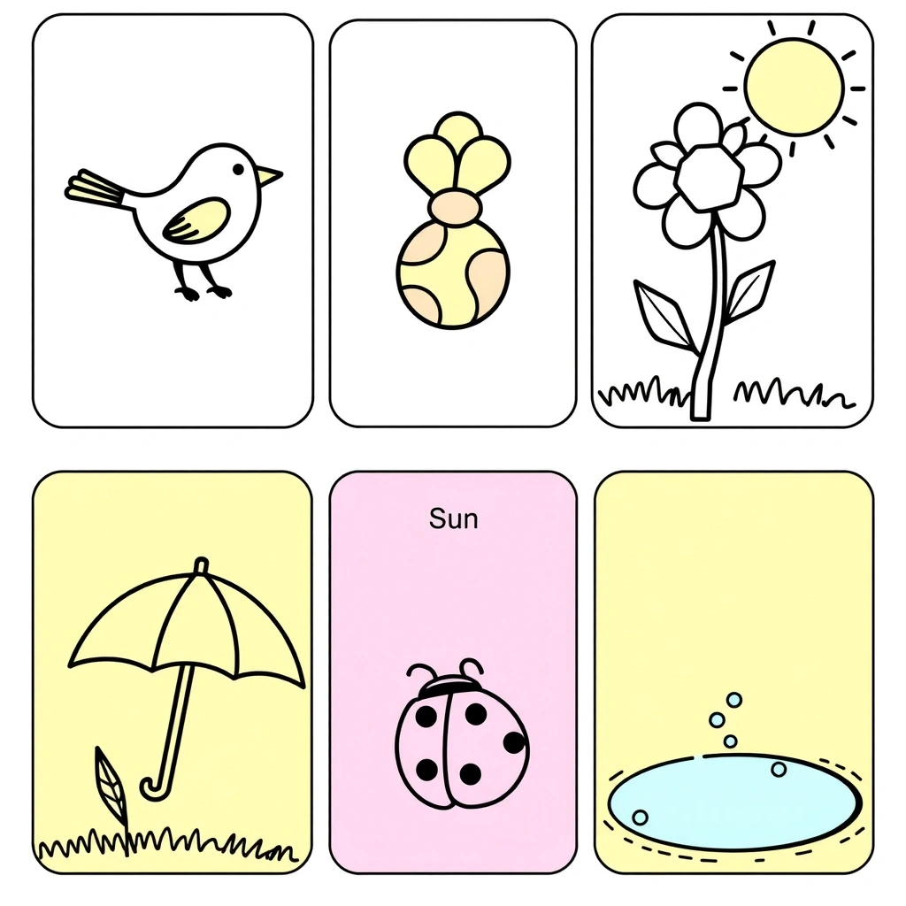 Karty sensoryczne — Poszukiwanie wiosny - Szablony - Pierwszy Dzień Wiosny