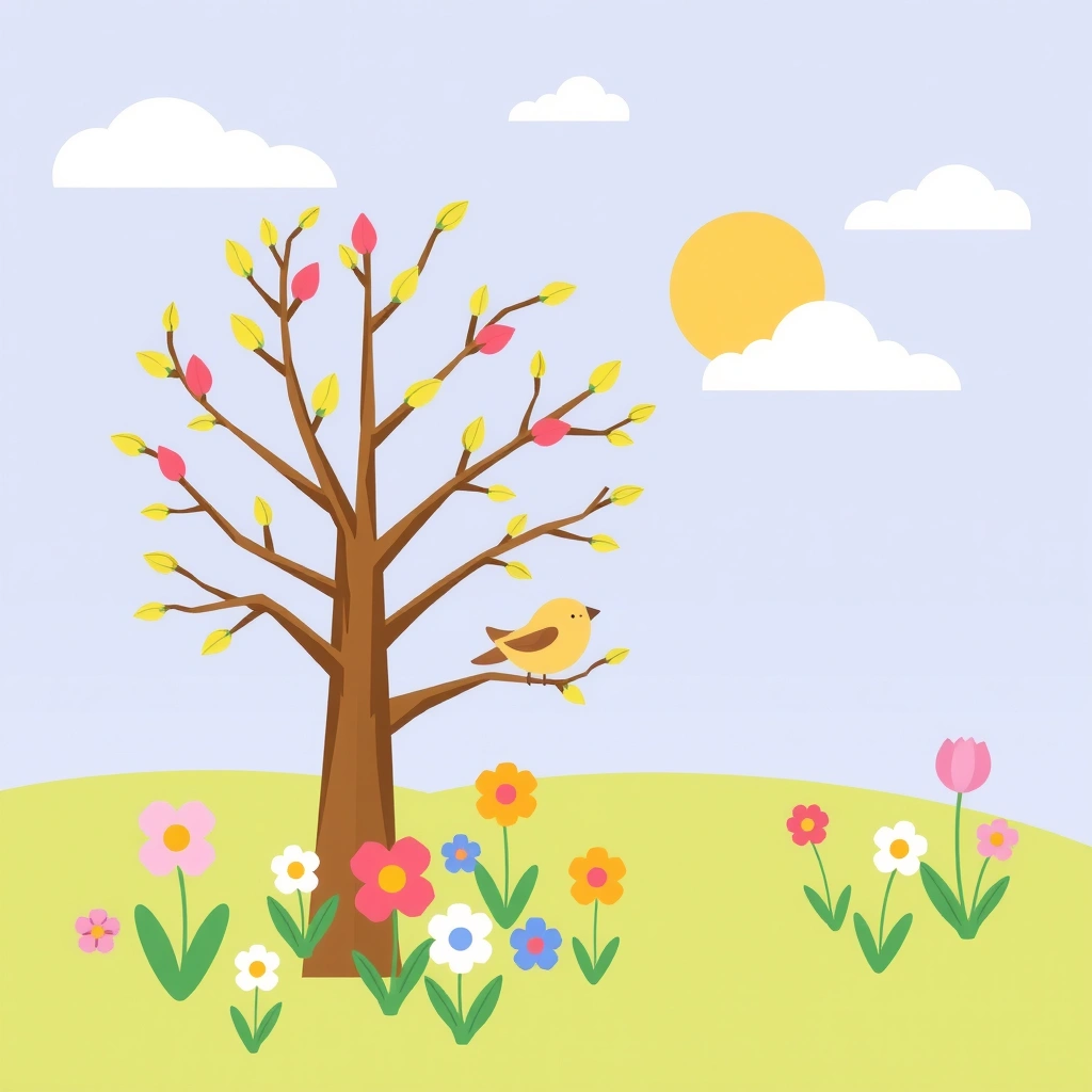 Ilustracja wiosny — obraz do wprowadzenia - Materiały - Pierwszy Dzień Wiosny