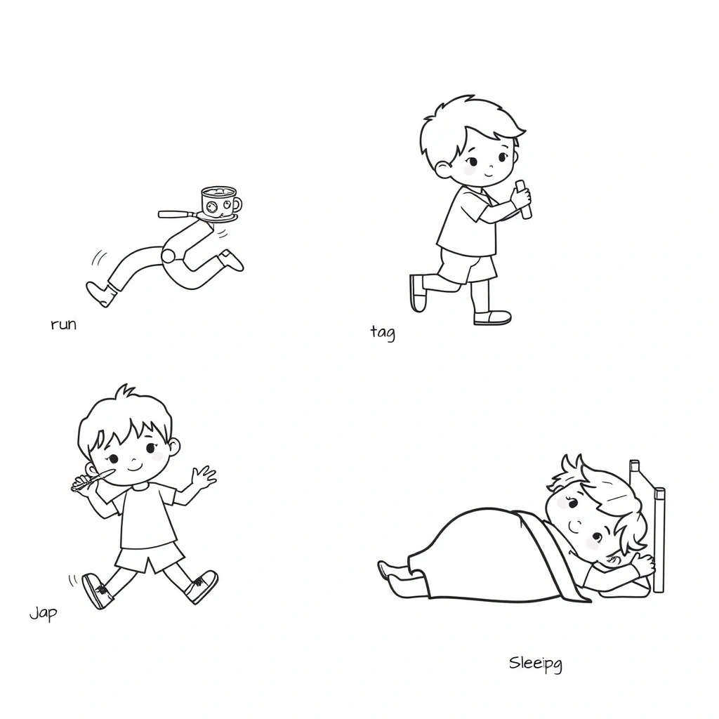 Kolorowanki z ruchami (zestaw) - Kolorowanki - Dzień Gramatyki