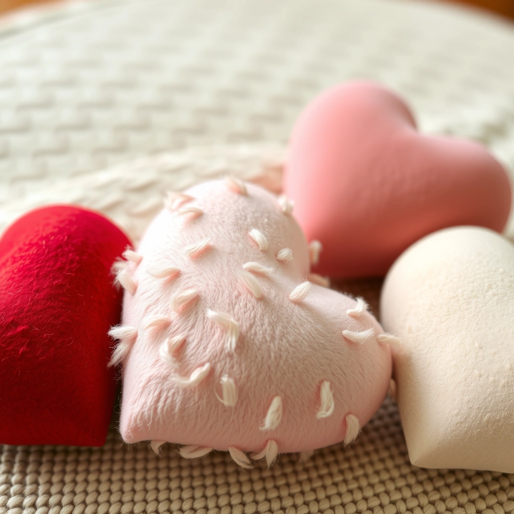 Dotykowe serduszka — zbliżenie faktur - Materiały - Dzień Miłości