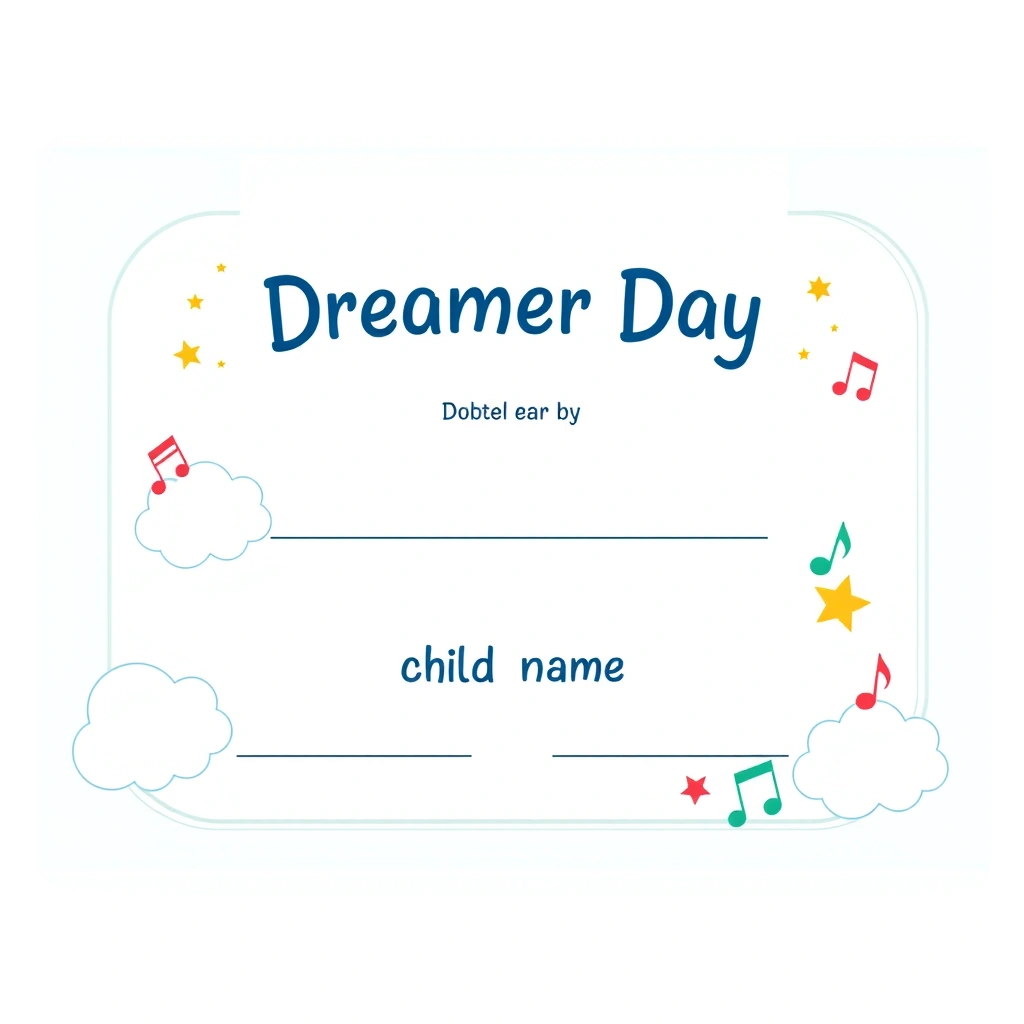 Szablon dyplomu 'Dzień Marzyciela' dla dzieci - Szablony - Dzień Marzyciela