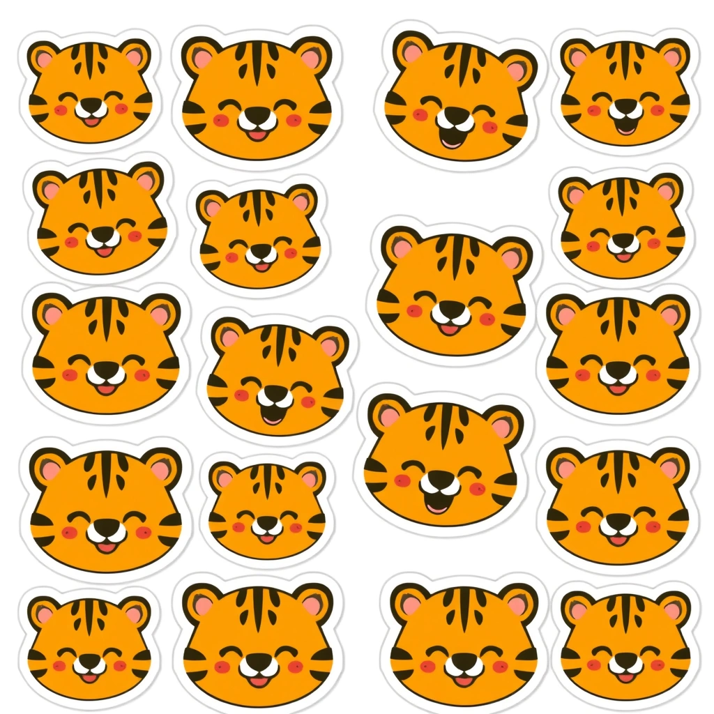 Arkusz naklejek-tygrysków - Szablony - Dzień Tygrysa