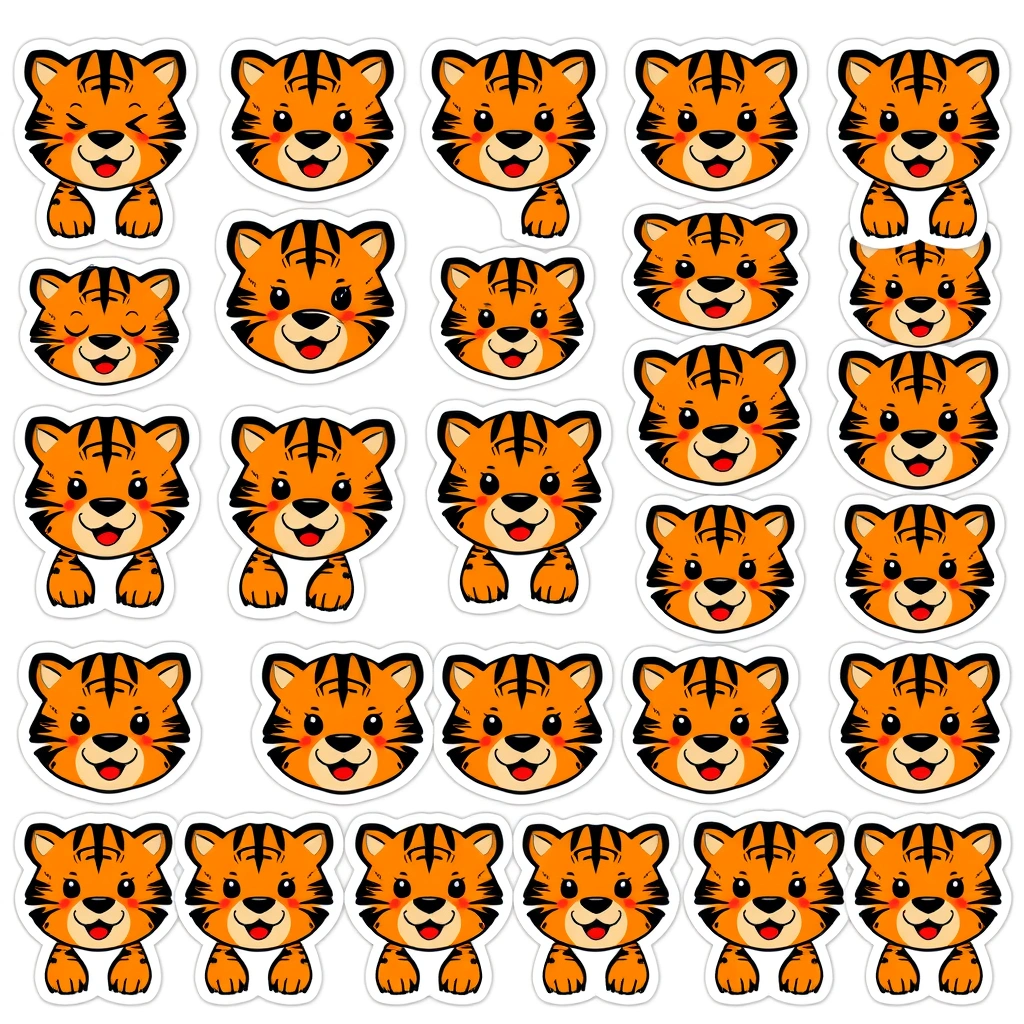 Arkusz naklejek-tygrysków - Szablony - Dzień Tygrysa