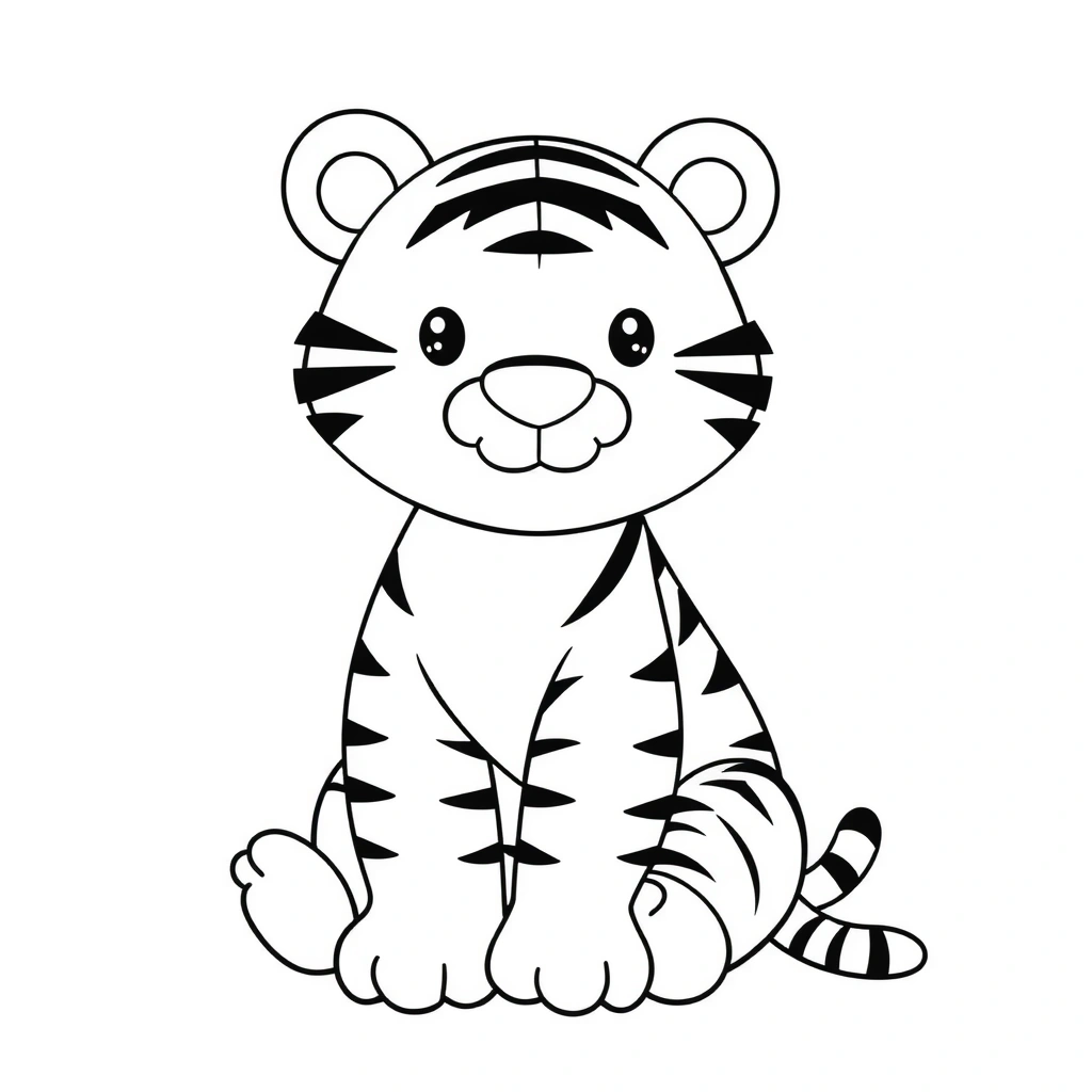 Kolorowanka: tygrys dla 2–3 latków - Kolorowanki - Dzień Tygrysa