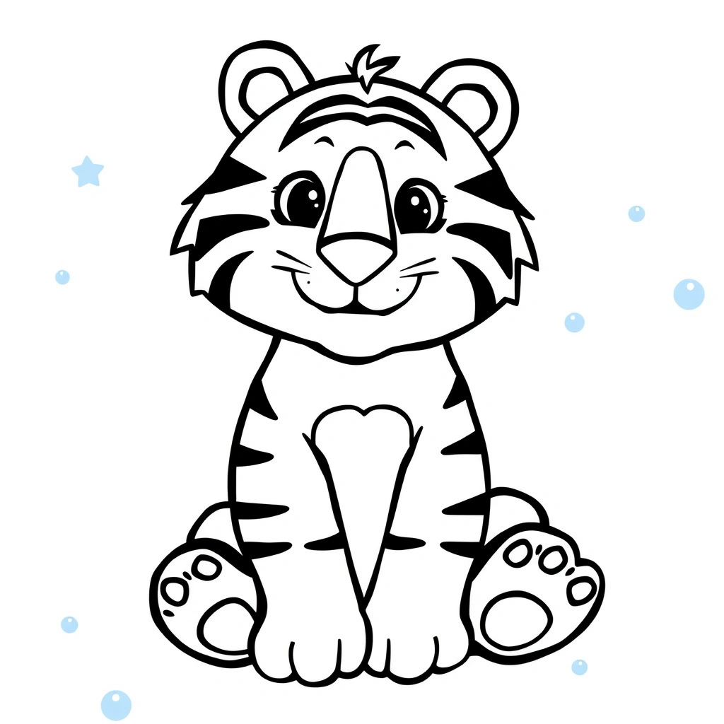 Kolorowanka: tygrys dla 2–3 latków - Kolorowanki - Dzień Tygrysa