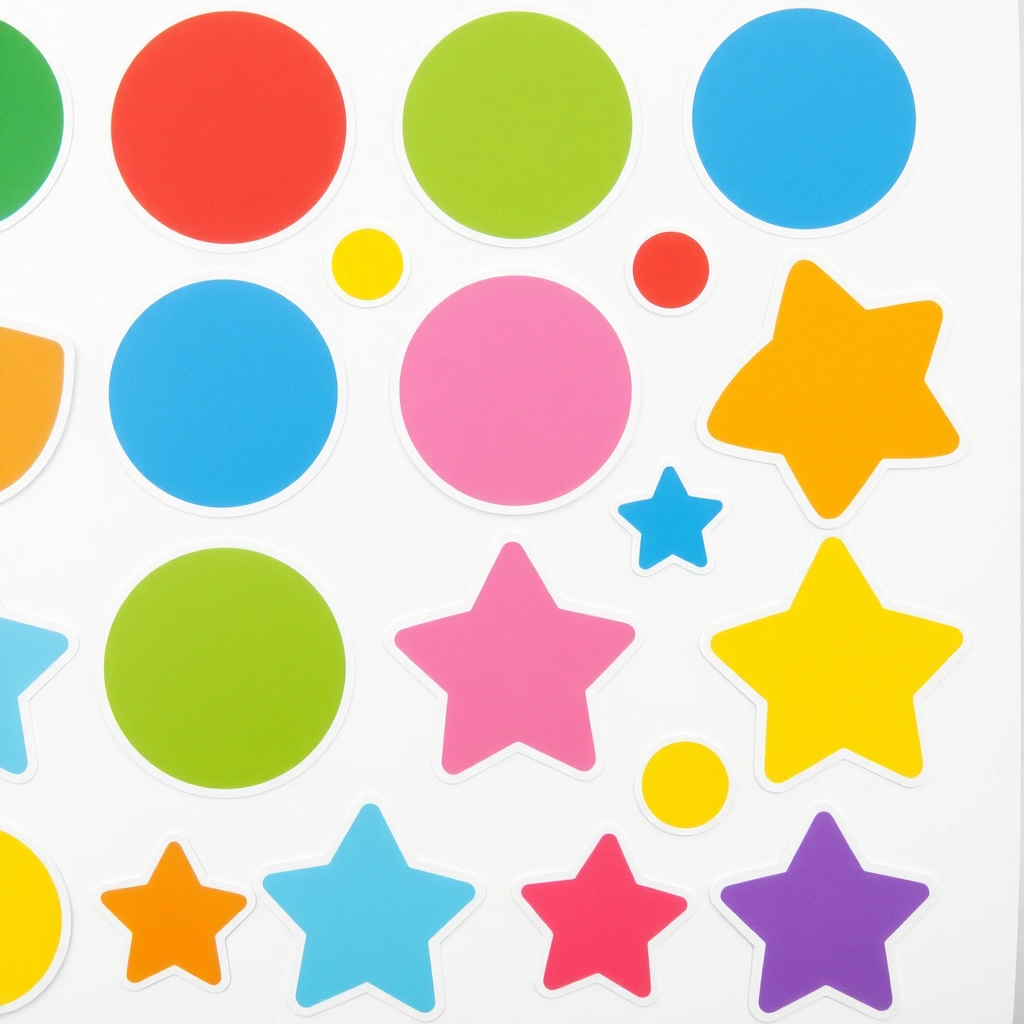 Arkusz dużych naklejek — kółka i gwiazdki - Materiały - Dzień Rybaka