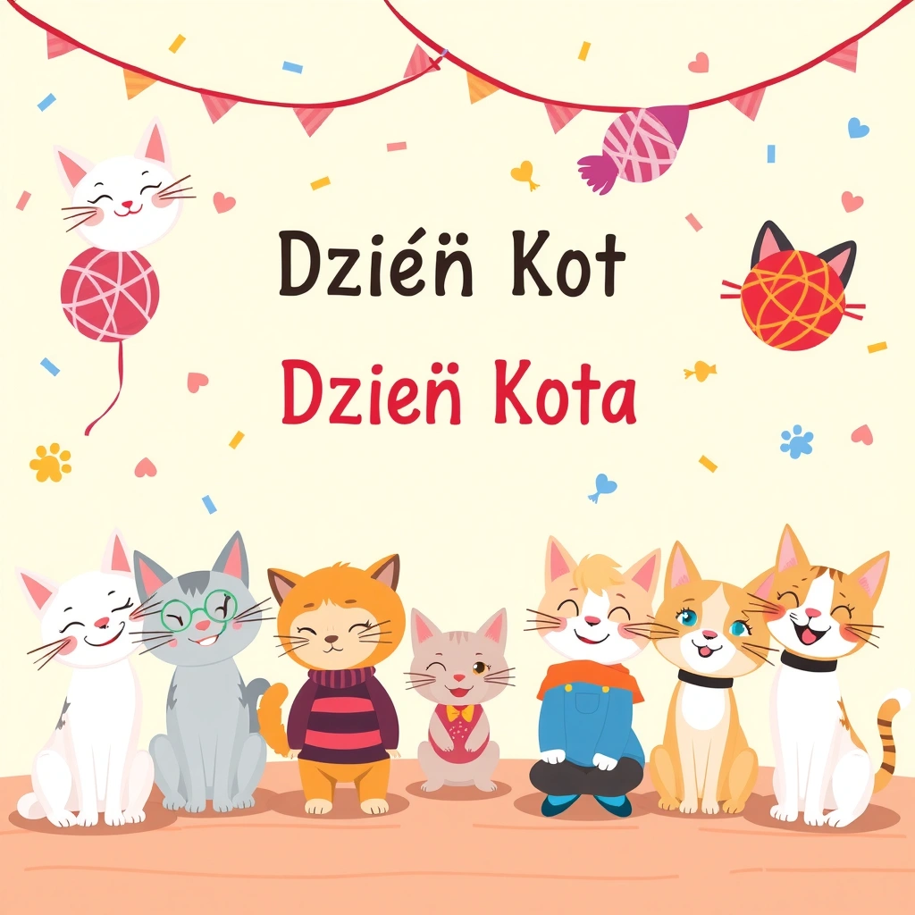Plakat 'Dzień Kota' — dekoracja sali - Materiały - Dzień Kota