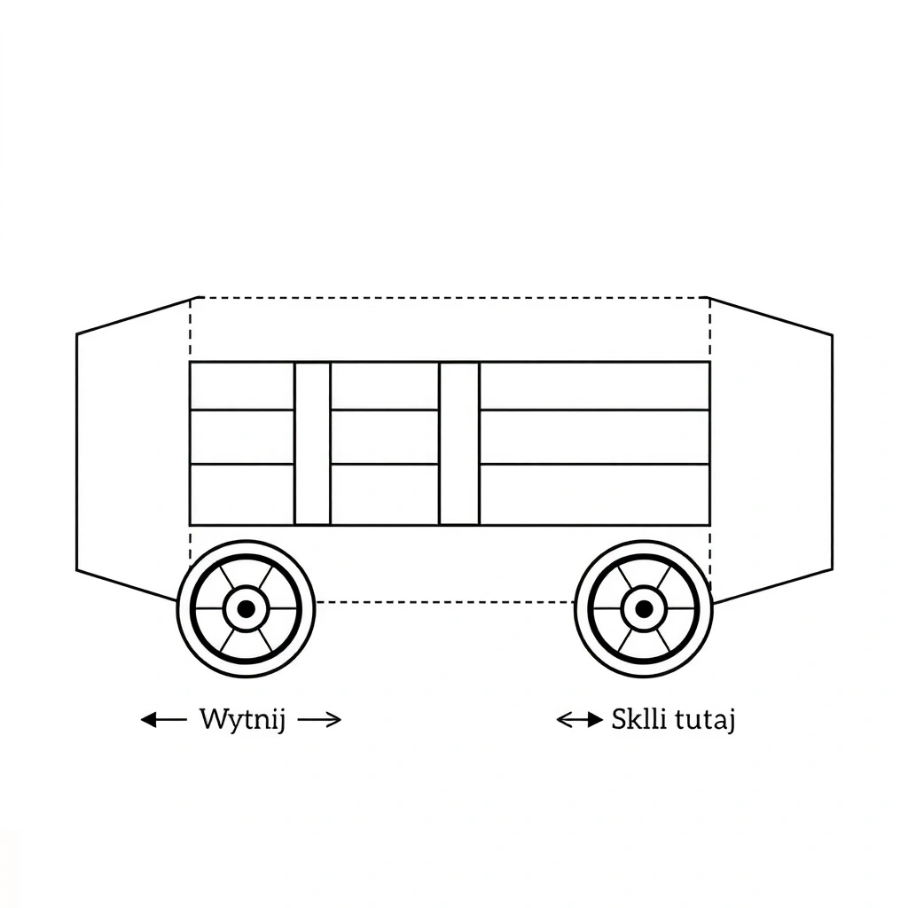 Szablon: Wagonik z kartonika (schemat do składania) - Szablony - Dzień Maszynisty