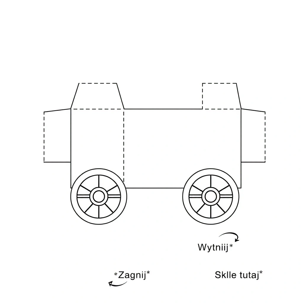 Szablon: Wagonik z kartonika (schemat do składania) - Szablony - Dzień Maszynisty