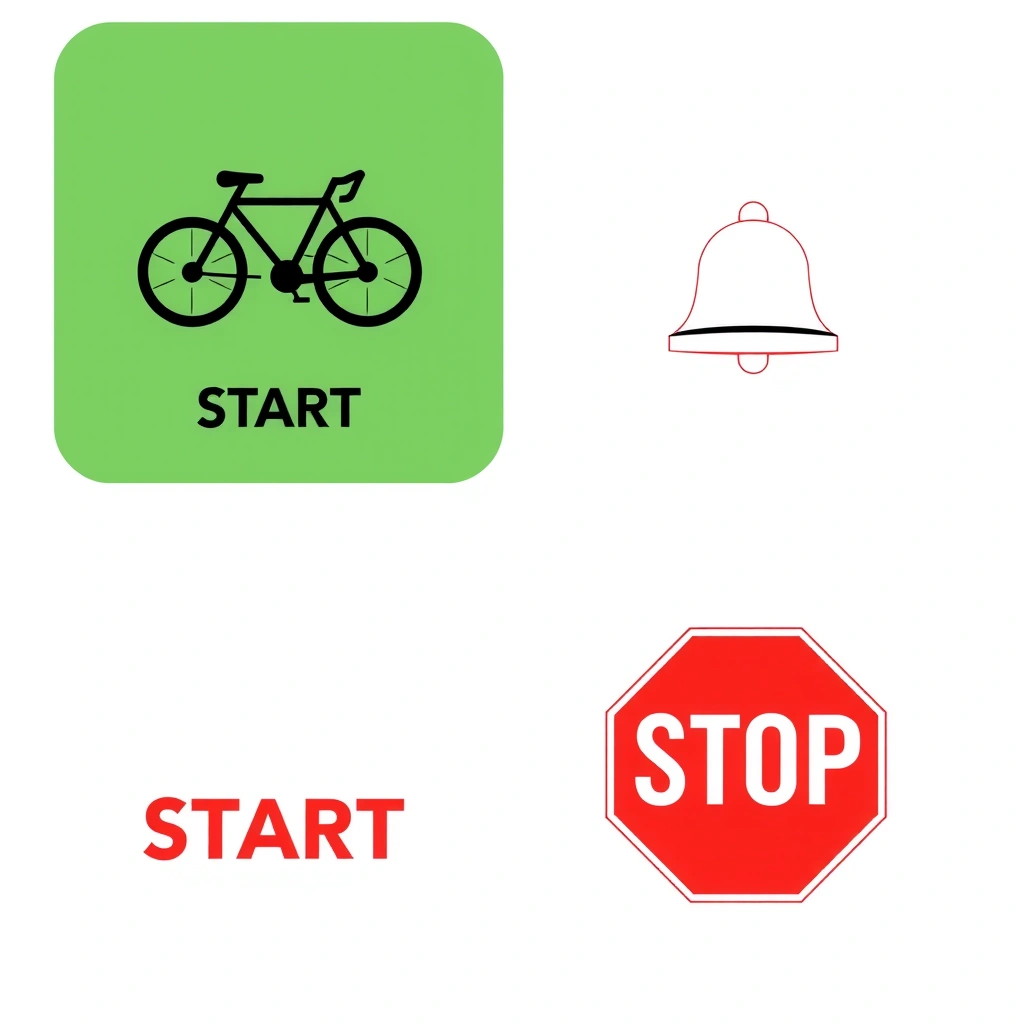 Karty START/STOP do gry z dzwoneczkiem - Szablony - Dzień Roweru