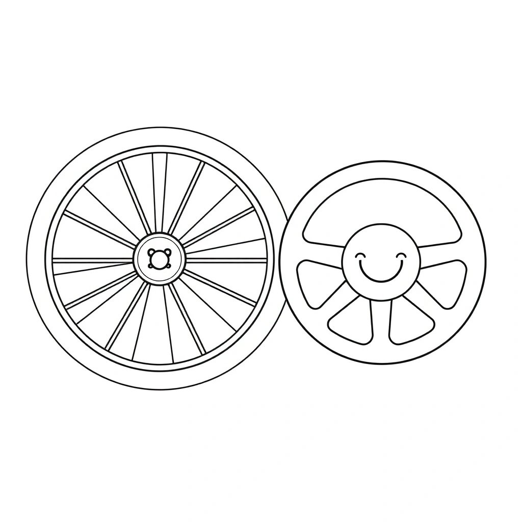 Kolorowanka: Koło i kierownica - Kolorowanki - Dzień Roweru