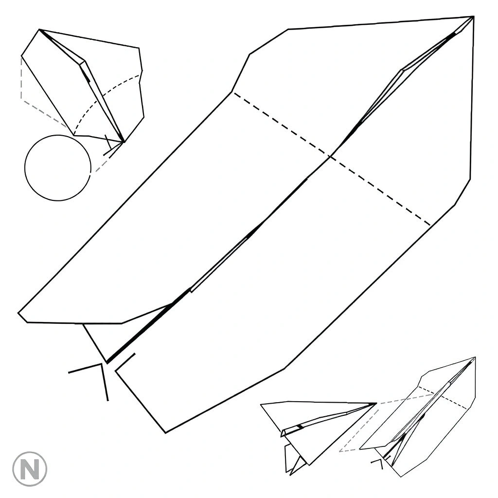 Szablon prostego papierowego samolotu (do składania przez opiekuna) - Szablony - Dzień Lotnictwa