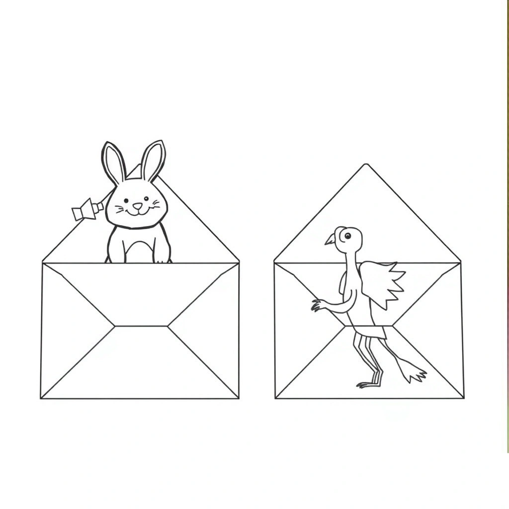 Kolorowanka: Koperty ze zwierzętami - Kolorowanki - Dzień Listonosza