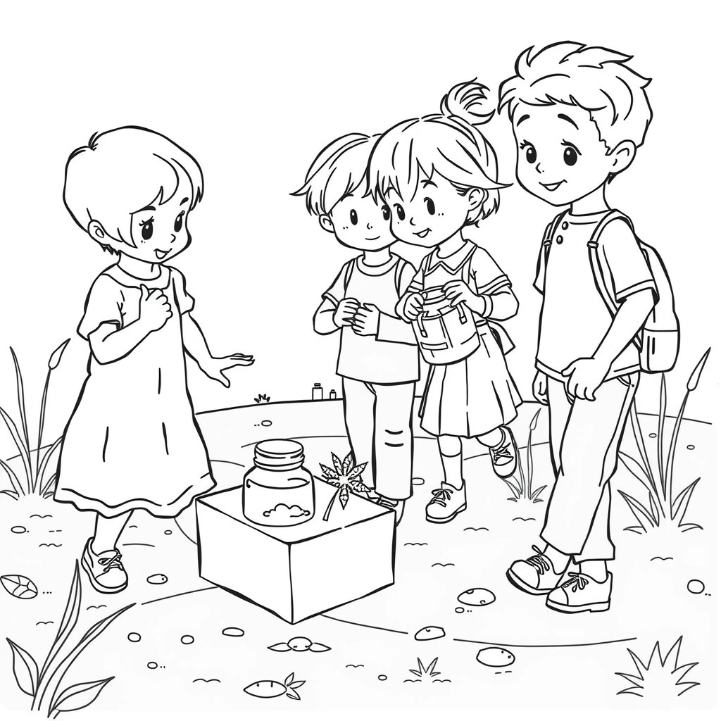 Kolorowanka: dzieci bawią się zmysłami - Kolorowanki - Rozpoczęcie roku szkolnego