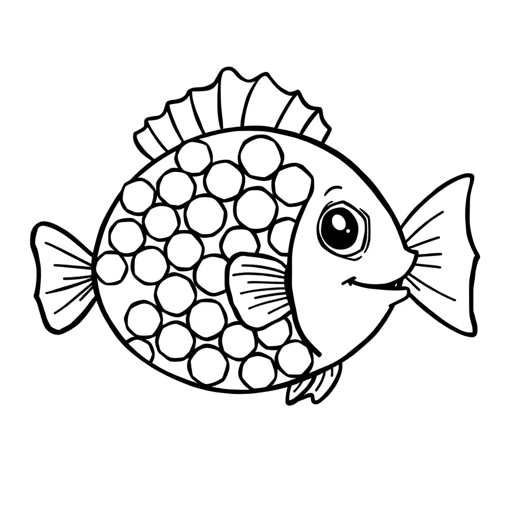 Karta do kolorowania: Rybka z łuskami - Kolorowanki - Dzień Ryby