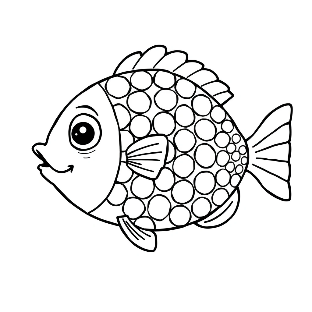 Karta do kolorowania: Rybka z łuskami - Kolorowanki - Dzień Ryby