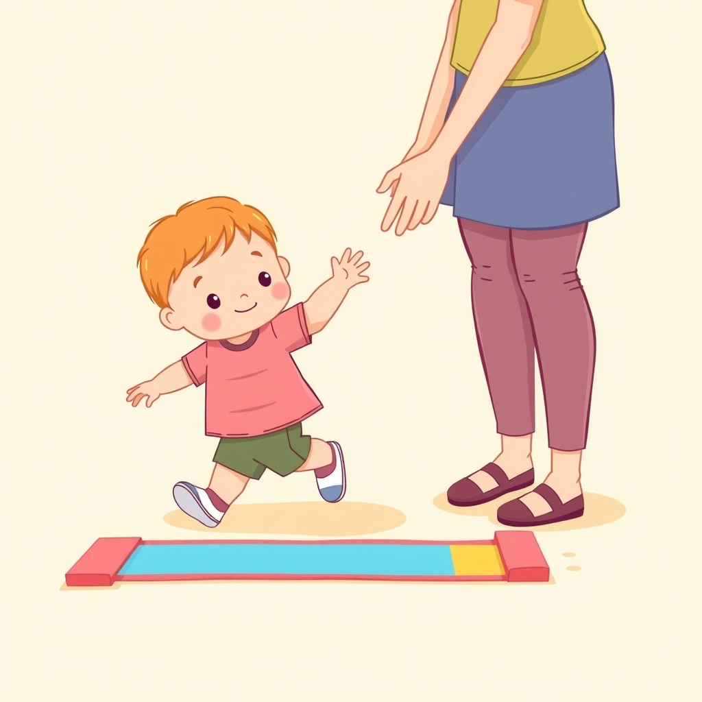 Przechodzenie po desce — ilustracja z maluchem i opiekunem - Materiały - Dzień Piratów