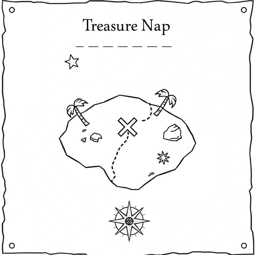 Szablon mapy skarbu A4 (line-art) - Szablony - Dzień Piratów