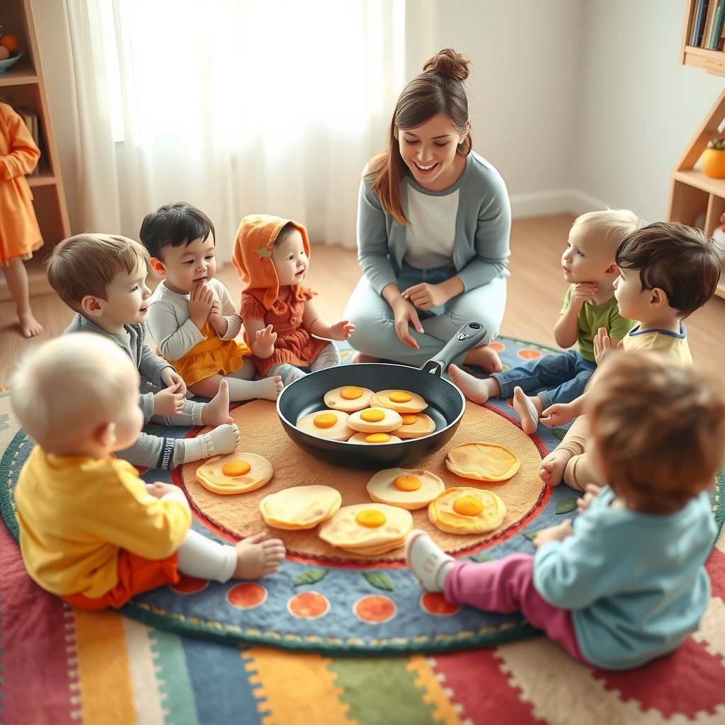 Scena powitalna — krąg z patelnią i dziećmi - Materiały - Dzień Naleśnika