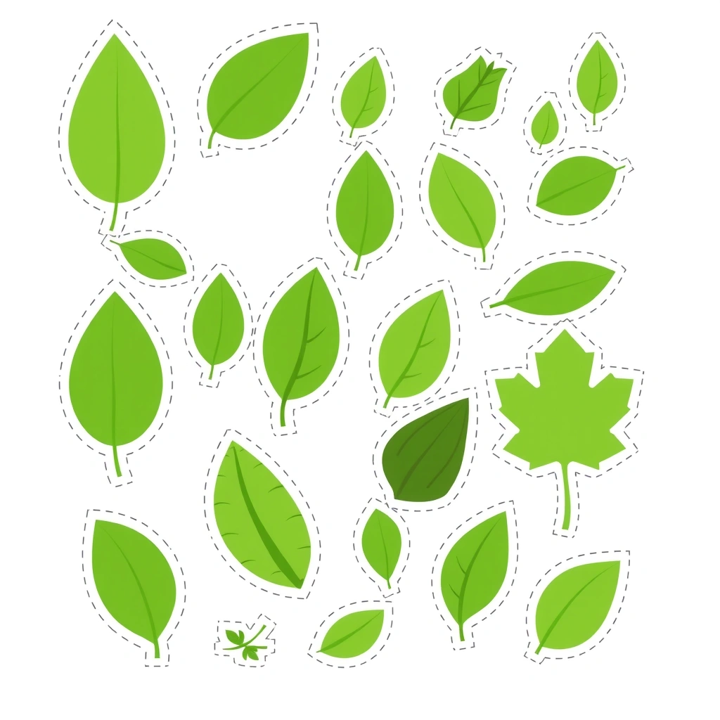 Arkusz liści do wycinania (różne rozmiary i odcienie) - Szablony - Dzień Ochrony Środowiska