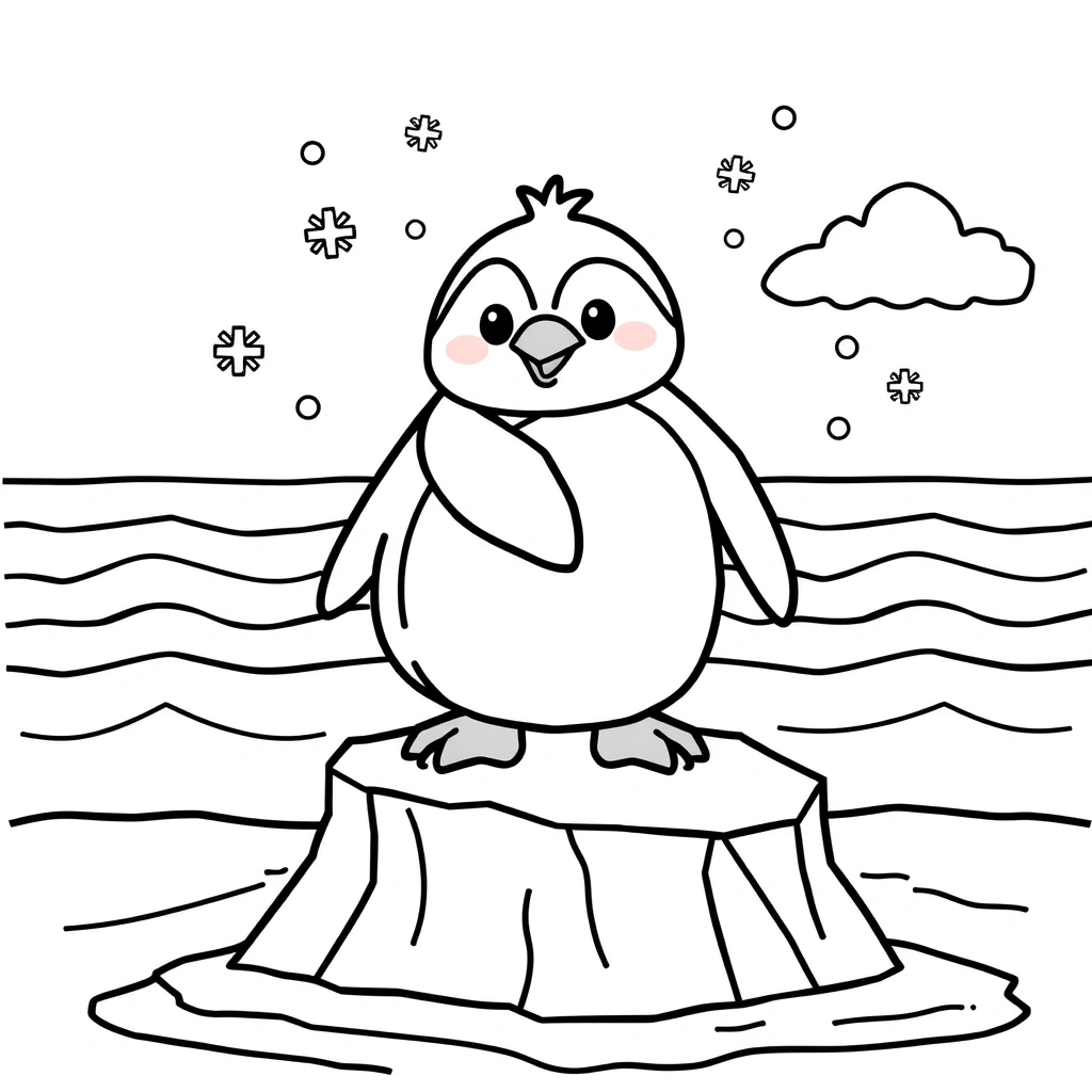 Kolorowanka — Pingwin na lodzie - Kolorowanki - Dzień Pingwina