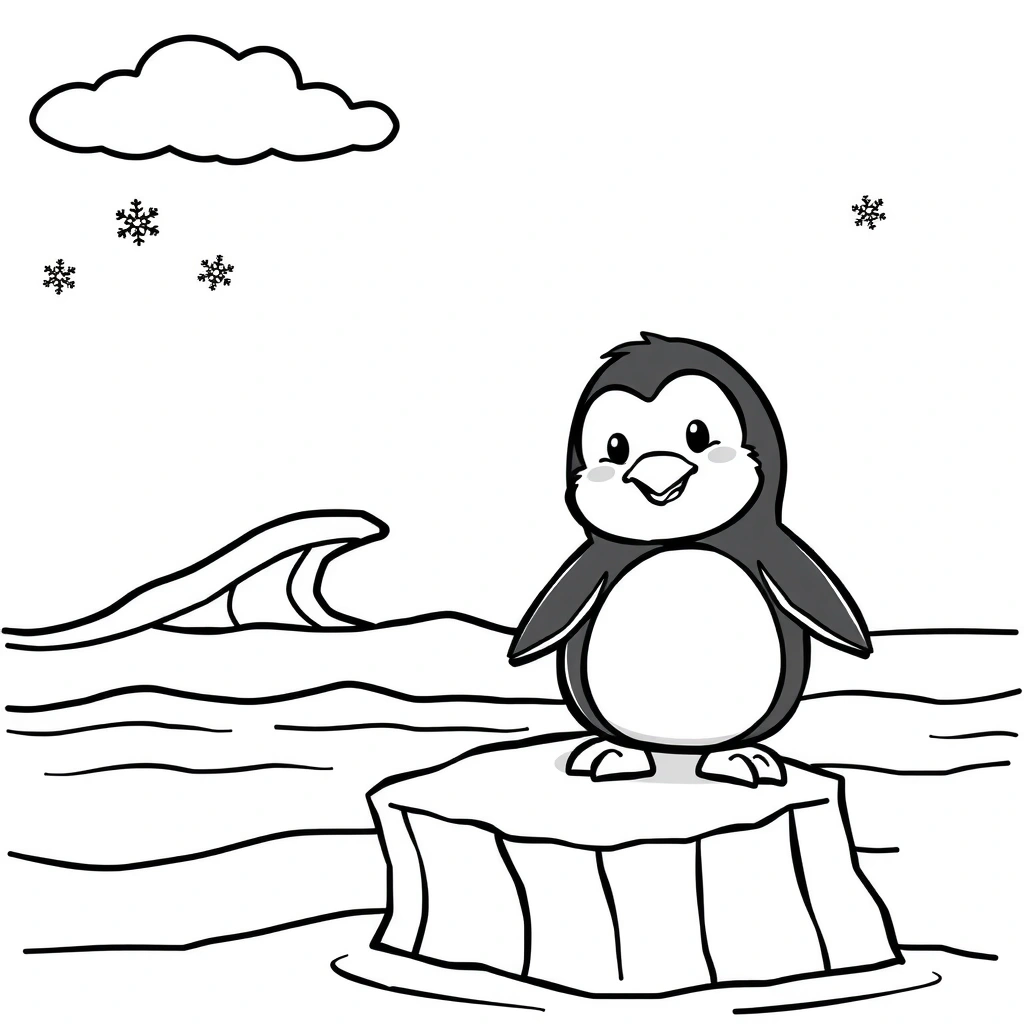 Kolorowanka — Pingwin na lodzie - Kolorowanki - Dzień Pingwina