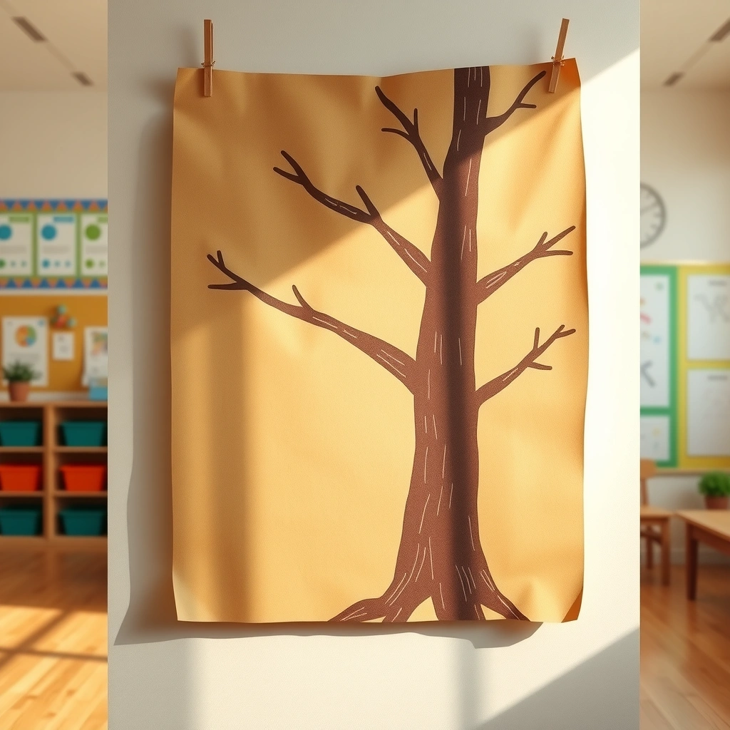 Tło: pień i gałęzie na papierze kraftowym - Materiały - Rozpoczęcie roku szkolnego