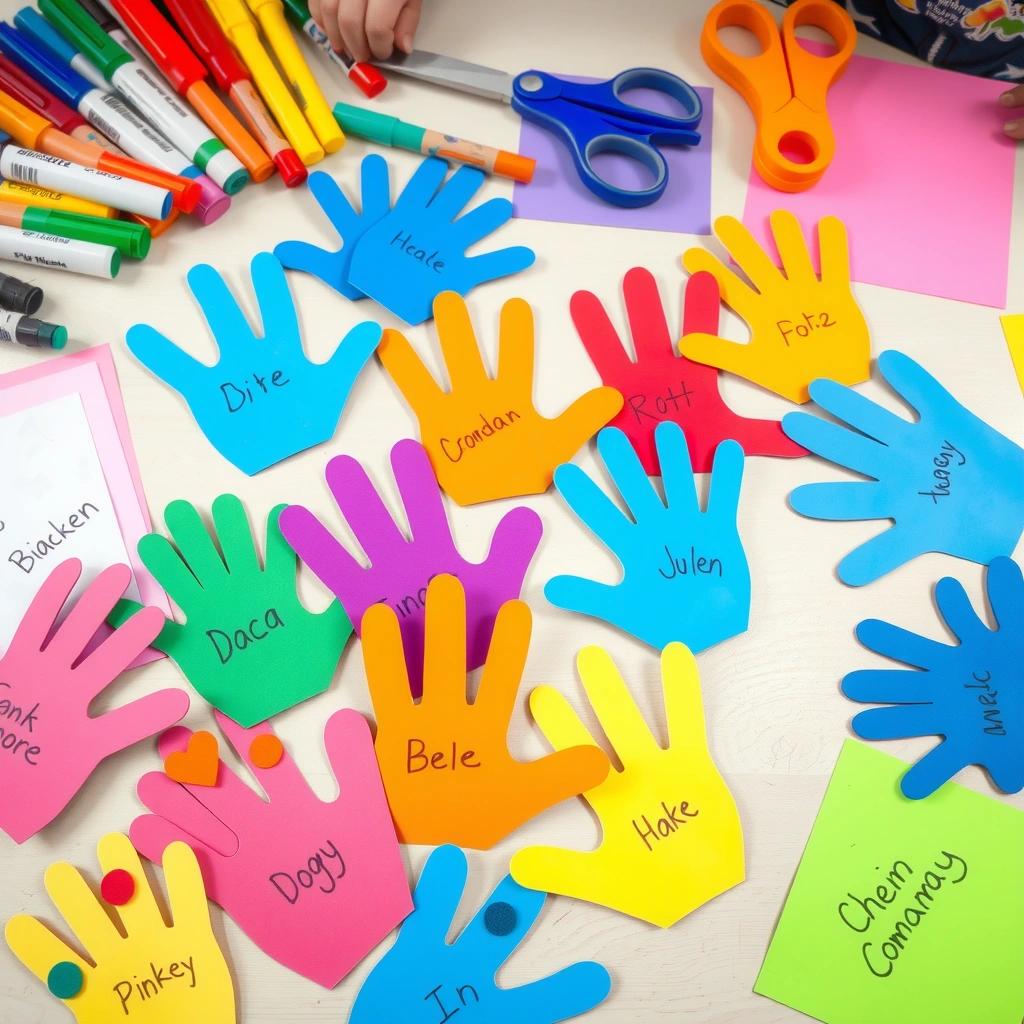 Wycięte liście w kształcie dłoni, ozdobione - Materiały - Rozpoczęcie roku szkolnego