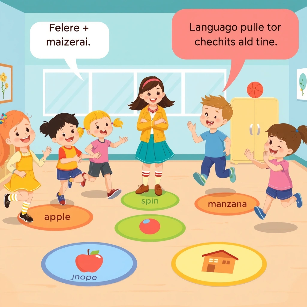 Ilustracja zajęć: dzieci w ruchu - Materiały - Dzień Języków Obcych