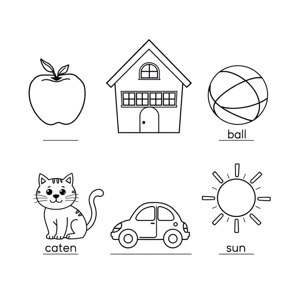Kolorowanki: owoce i przedmioty - Kolorowanki - Dzień Języków Obcych
