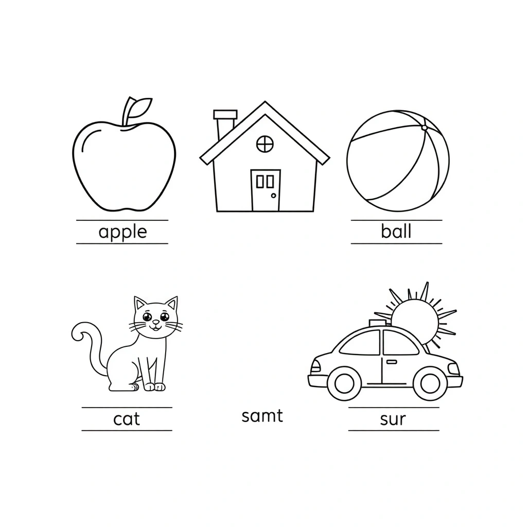 Kolorowanki: owoce i przedmioty - Kolorowanki - Dzień Języków Obcych