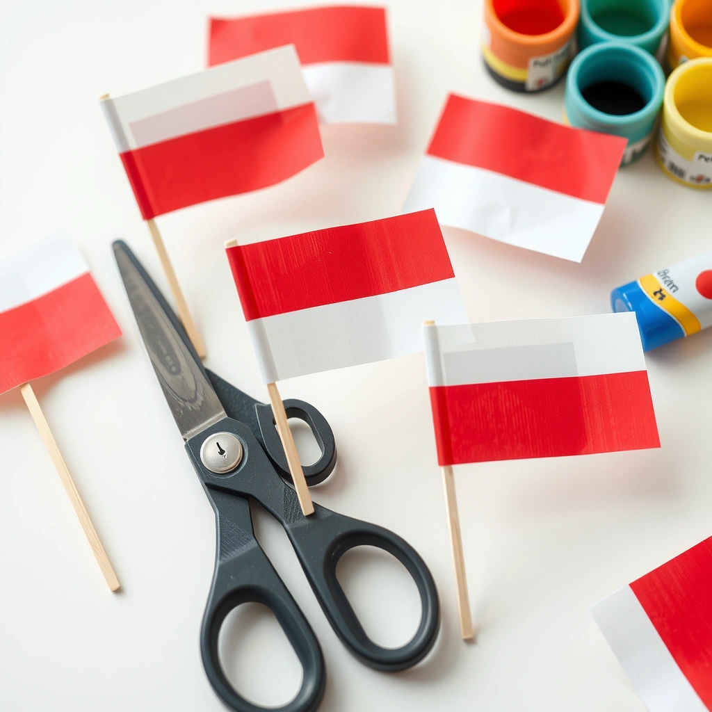 Małe flagi na patyczkach — zestaw - Materiały - Święto Konstytucji 3 Maja