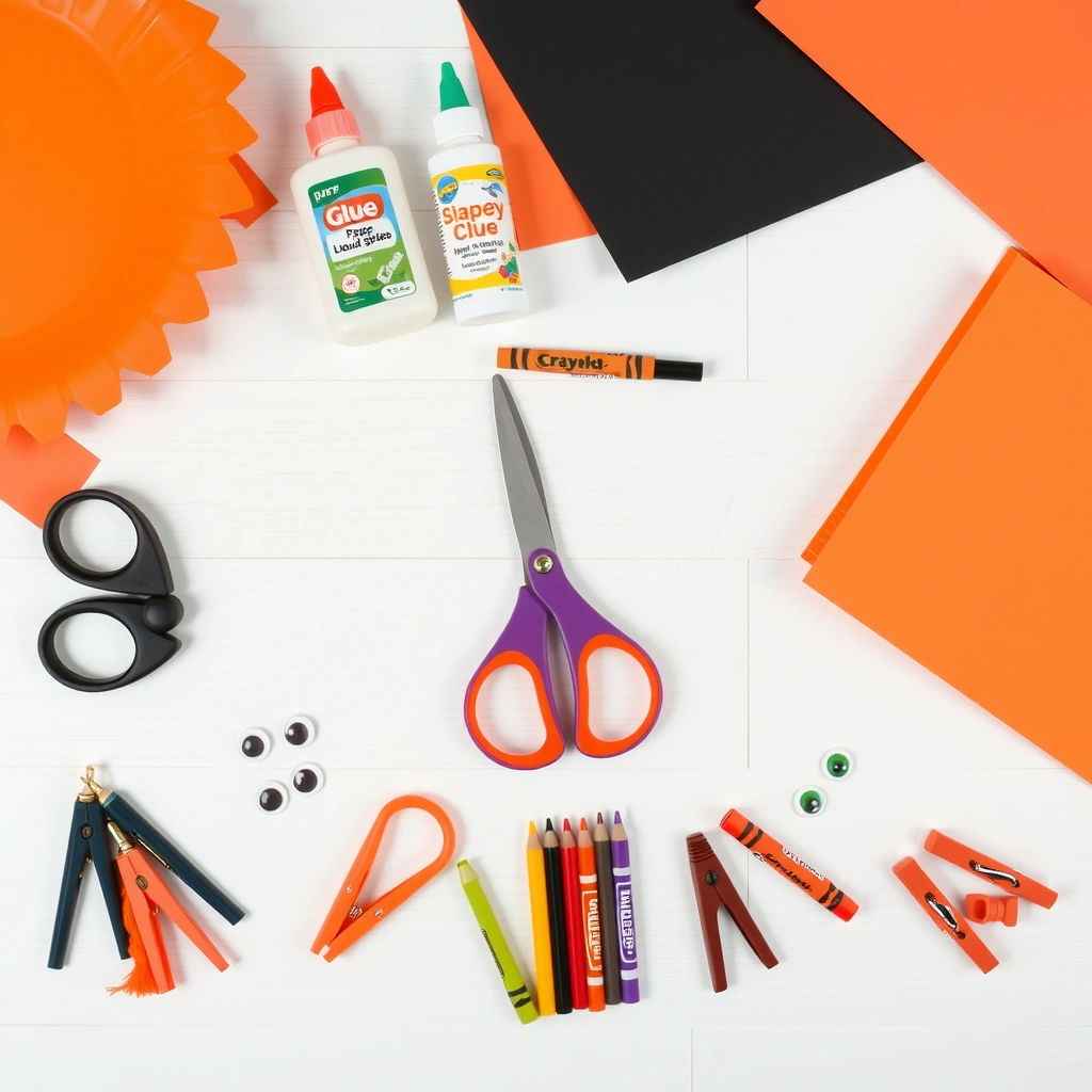 Stół z materiałami — flat lay - Materiały - Halloween