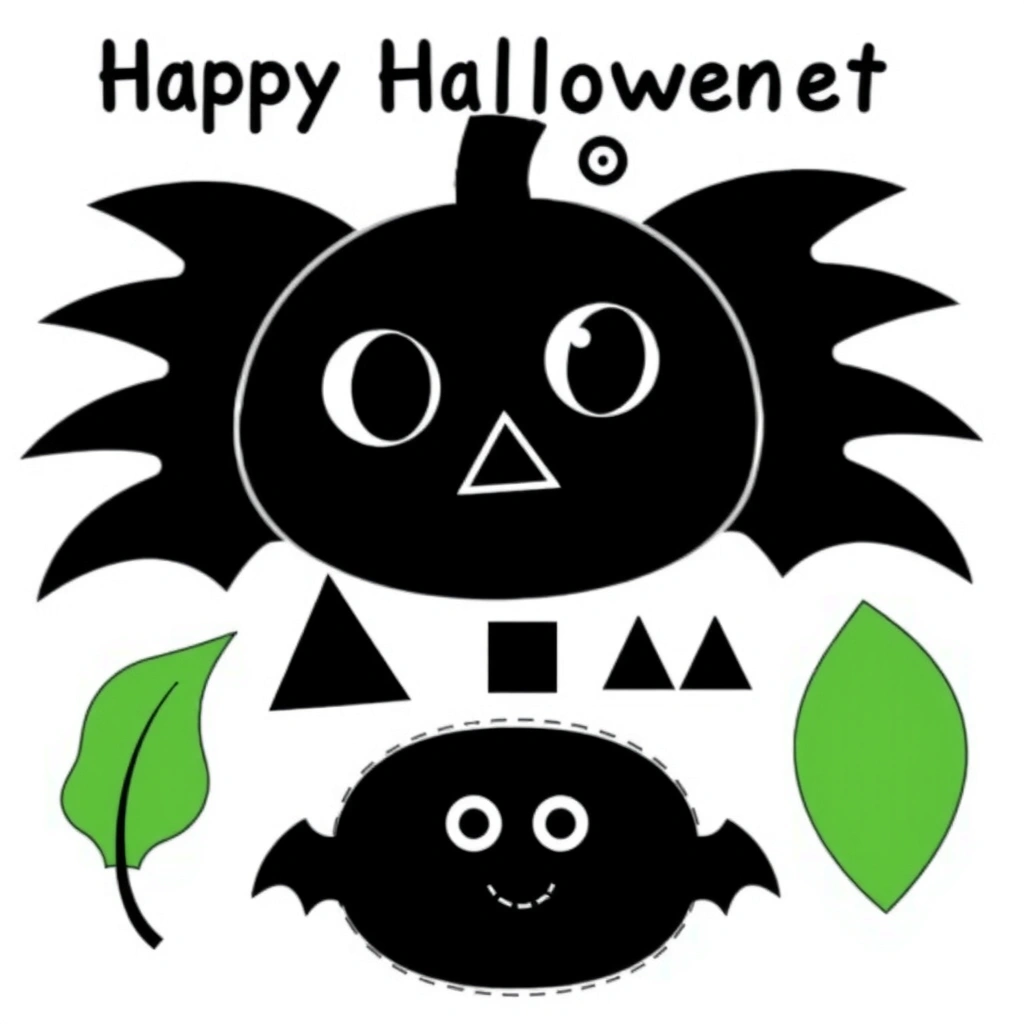 Szablony do wycięcia — twarze dyni i części nietoperza - Szablony - Halloween