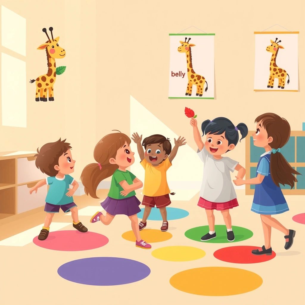 Ilustracja dzieci bawiących się jako żyrafy - Materiały - Dzień Żyrafy