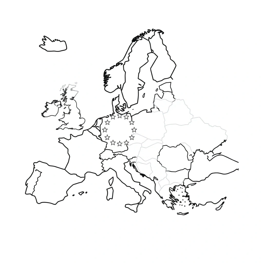 Kolorowanka: flaga i gwiazdki - Kolorowanki - Dzień Unii Europejskiej