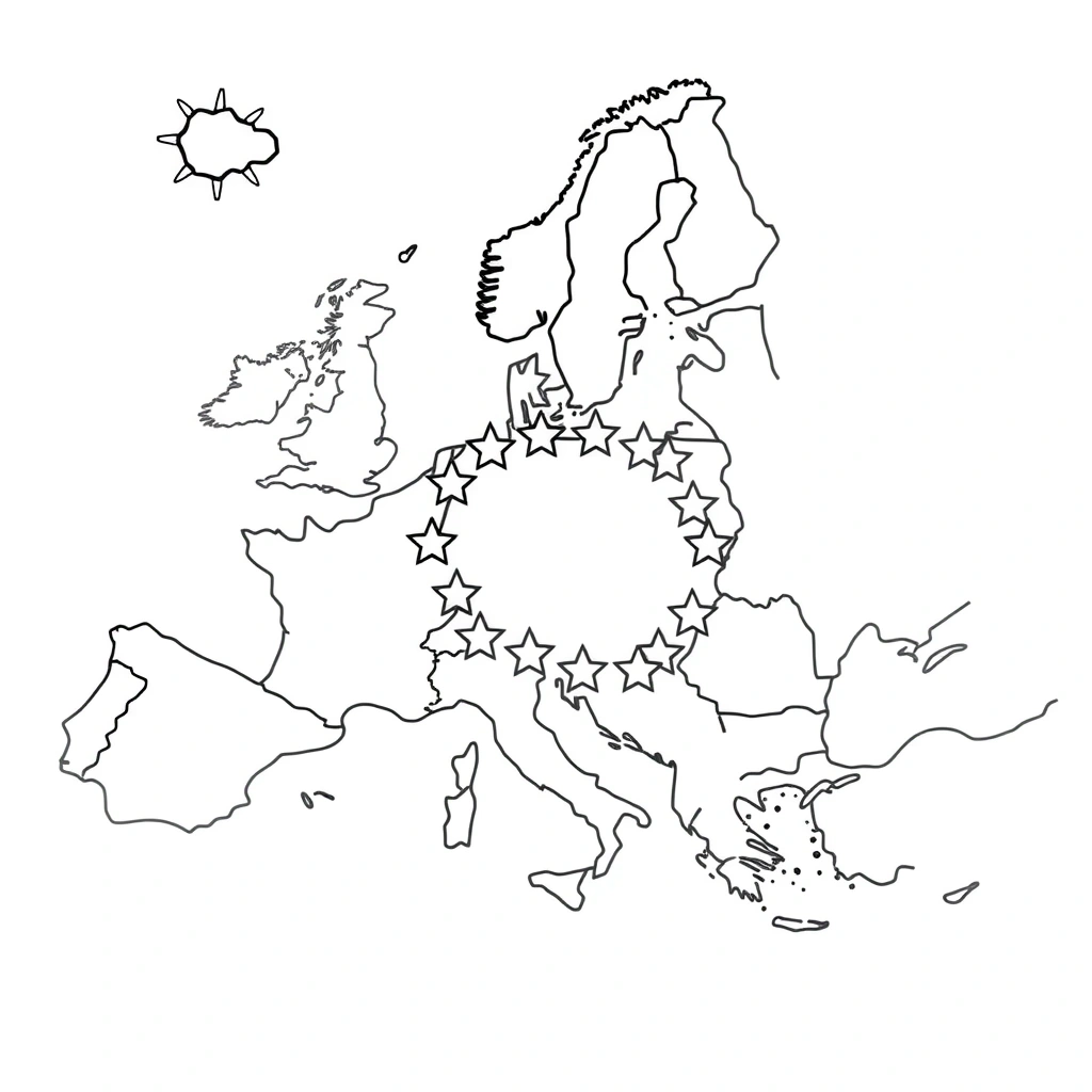 Kolorowanka: flaga i gwiazdki - Kolorowanki - Dzień Unii Europejskiej