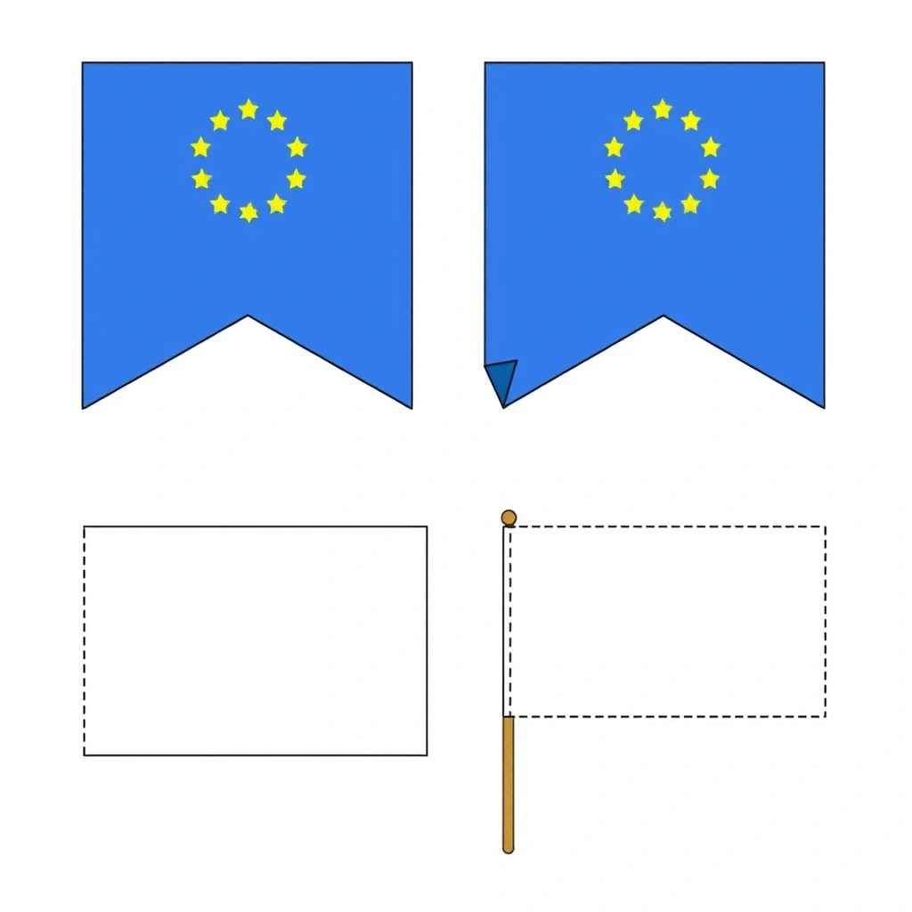 Mini-flagi na patyczkach - szablon do druku - Szablony - Dzień Unii Europejskiej