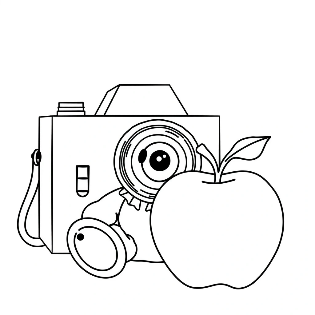 Kolorowanka: aparat i zwierzątka - Kolorowanki - Dzień Fotografii